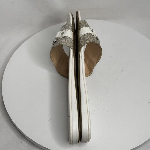 VTG 90s Y2K Bebe Beige Monogram Slide Sandals White Leather Flats Women’s 7.5 - Picture 5 of 9